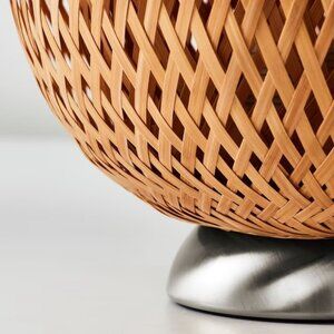 BOJA Bamboo Hand Woven Table Lamp Neutral Natural Minimalist 16" Bedside